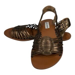 Steve Madden Metallic Bronze Addisonn Woven Hurrache Flat Sandals Size 10M